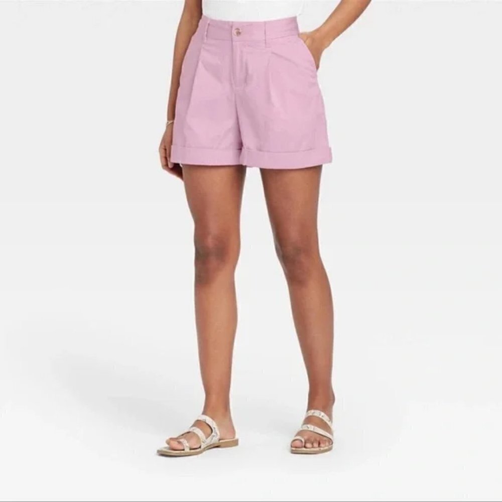 A New Day Pleated Roll Cuff Shorts Size Small NWT